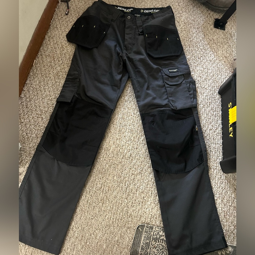 Dunlop On-Sit Senior Black Double Knee Safety Work Pants Men's 30x32